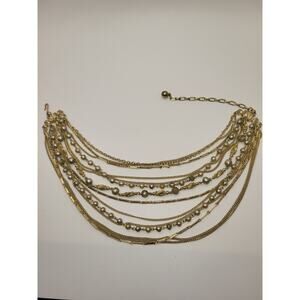 Vintage, Kramer, Gold Tone Multi Strand Statement Necklace Signed